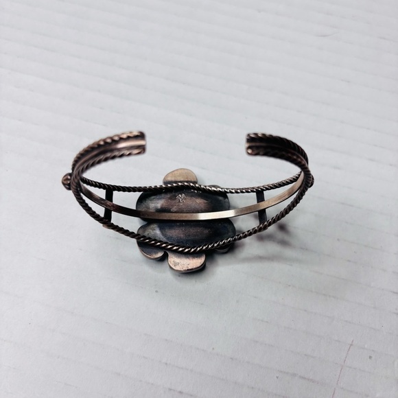 AMERICAN WEST Sterling Silver Kingman Turquoise 7-Stone Statement Cuff Bracelet - Picture 5 of 5